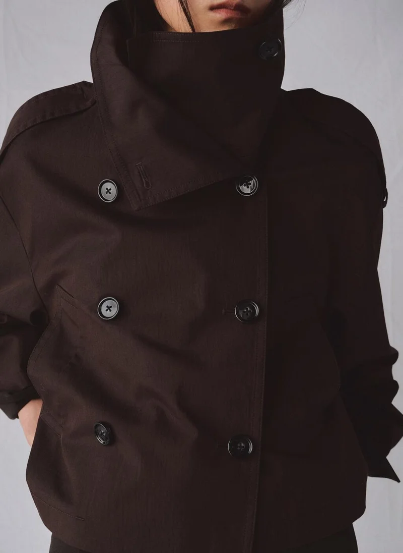Mango  Double-breasted cropped trench coat for Women | Best Price UAE